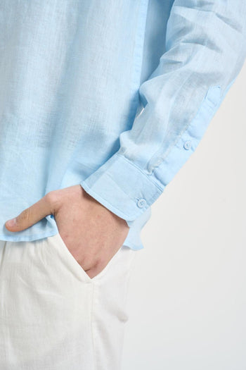 Camicia uomo in lino celeste - 3