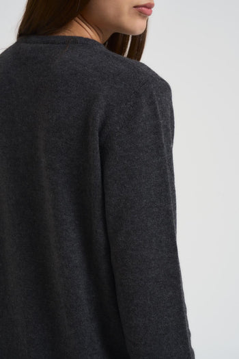 Maglia donna girocollo basica grigio antracite - 4