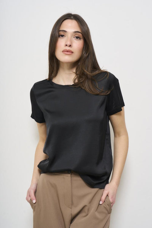 T-shirt donna satinata nera