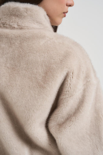 Giubbotto in ecopelliccia donna beige - 5
