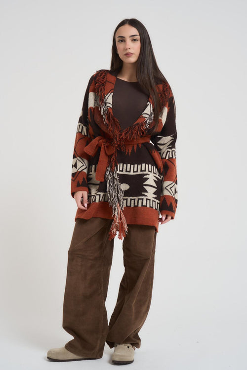 Cardigan donna in maglia multicolor