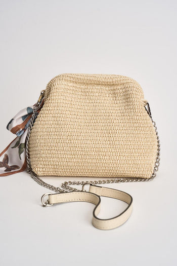 Borsa donna in rafia beige - 4