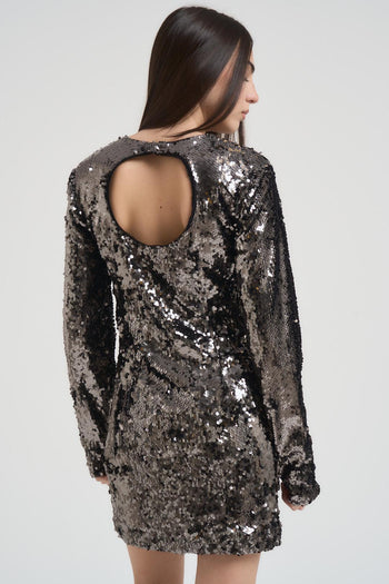 Miniabito donna con paillettes argento - 4