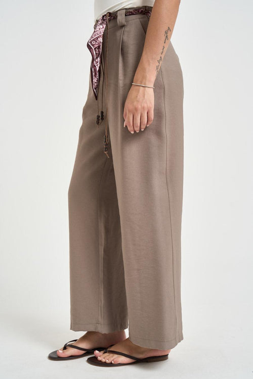 Pantalone donna fluido tortora - 2