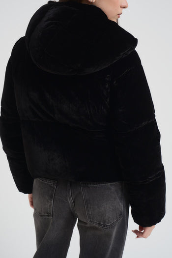 Giubbotto donna corto in velluto nero - 6