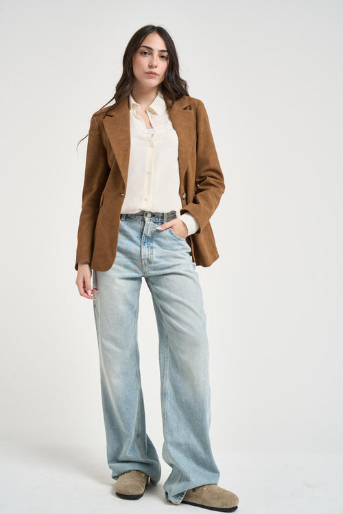 Blazer donna monopetto tabacco.