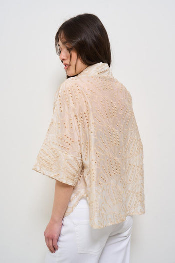 Camicia donna traforata beige - 4