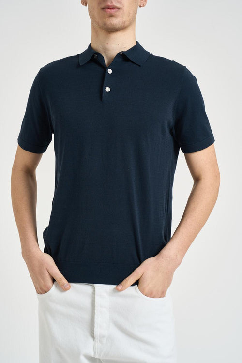 Polo uomo in maglia blu notte