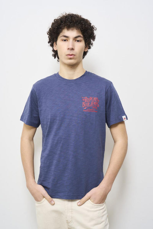 T-shirt uomo girocollo blu vintage