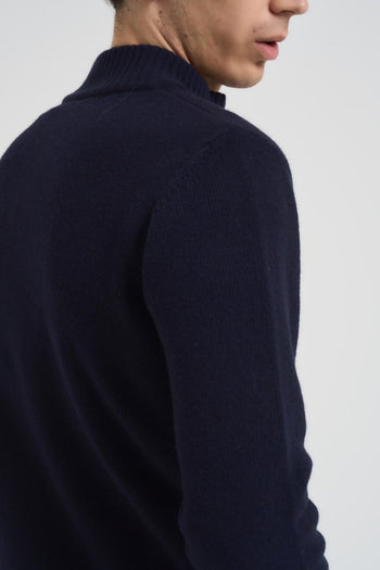 Cardigan uomo in maglia blu - 5