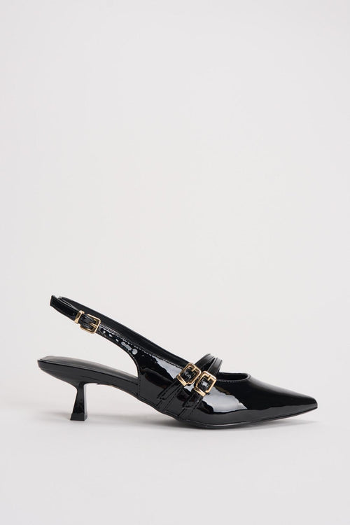 Slingback donna in vernice nero