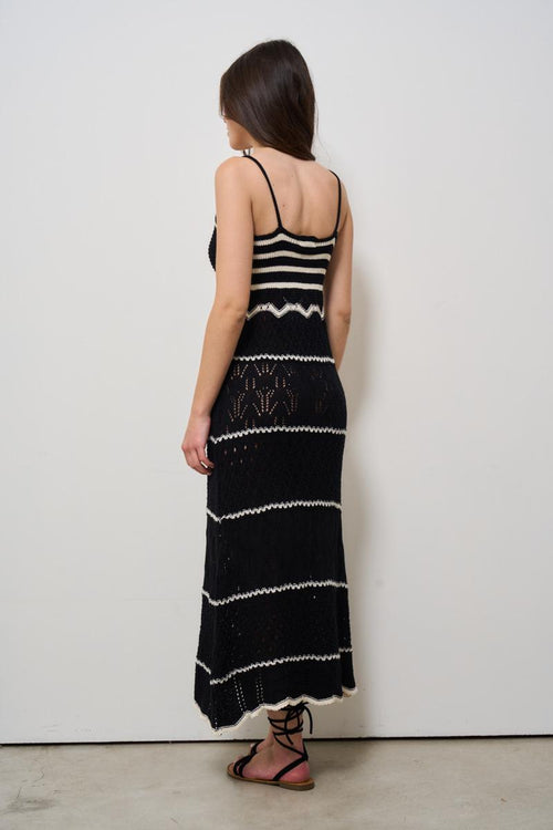 Abito donna lungo crochet nero - 2