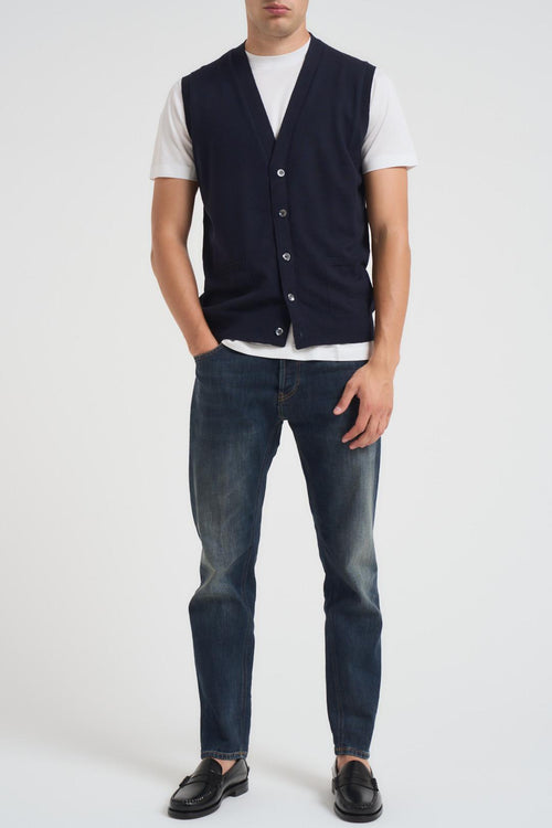 Gilet uomo in maglia blu