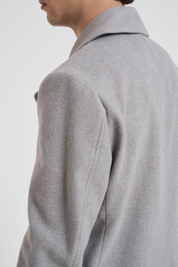 Cappotto uomo corto doppiopetto grigio chiaro - 5