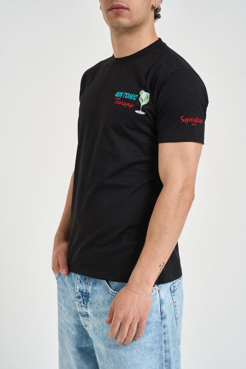 T-shirt uomo con ricamo nera - 2