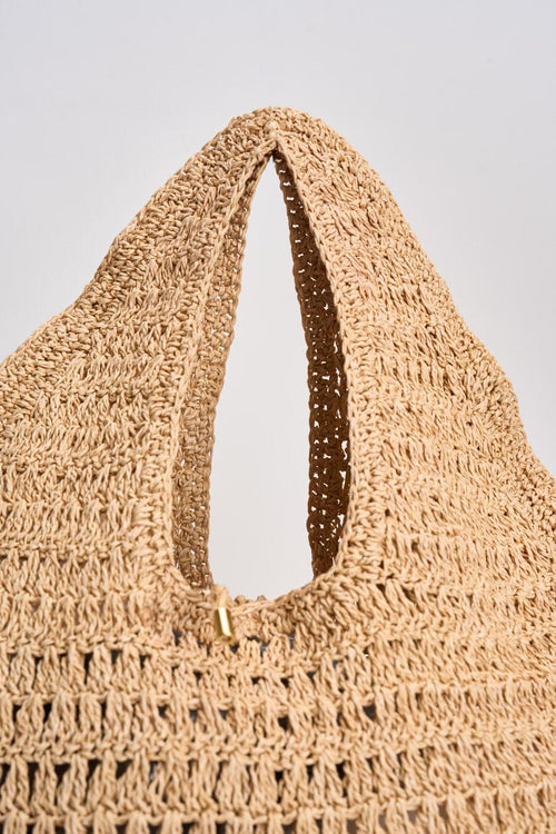 Borsa donna in rafia beige - 2