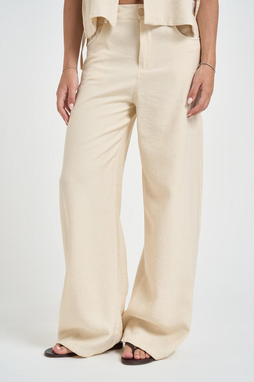 Pantalone donna a palazzo panna - 1