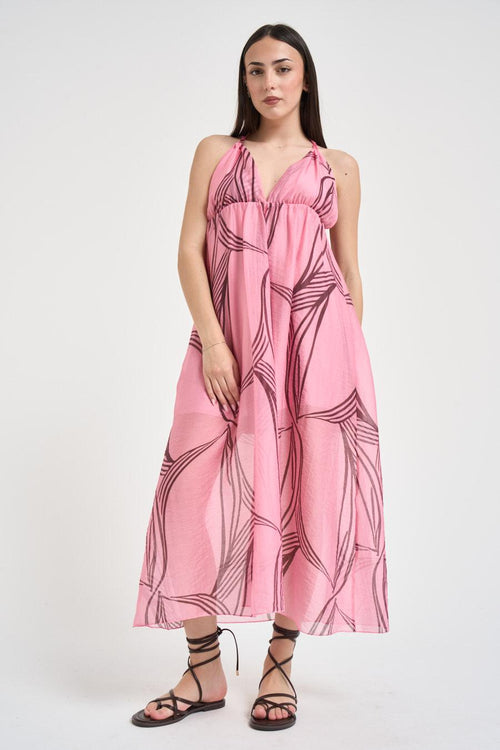 Abito lungo donna floreale rosa - 1