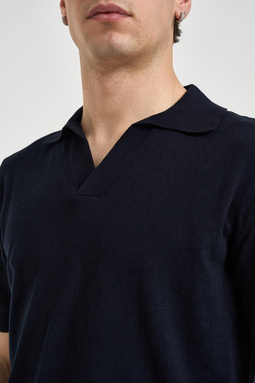Polo uomo in maglia blu notte - 2
