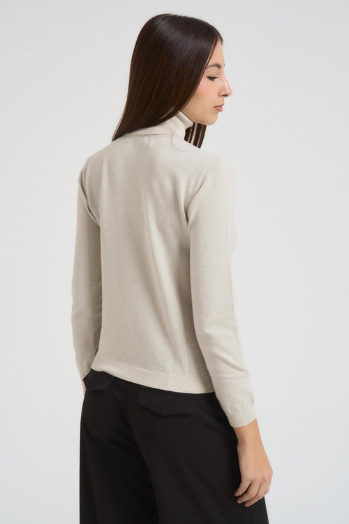 Maglia donna collo alto panna - 2