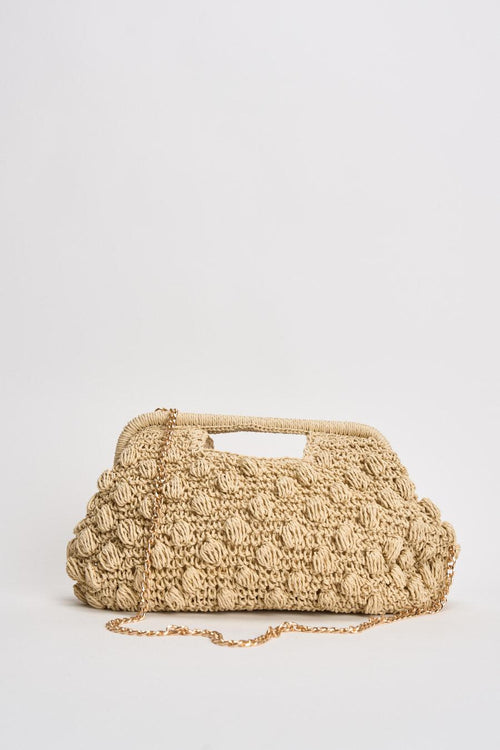 Borsa donna in rafia intrecciata beige
