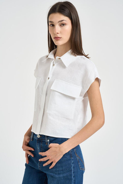 Camicia donna in lino bianca - 2