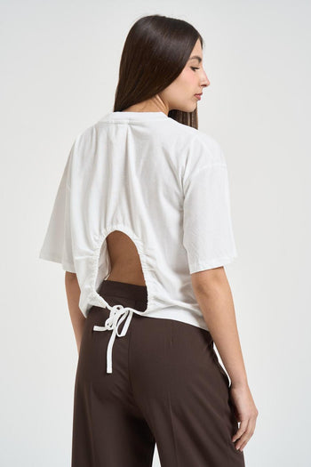 T-shirt donna cut-out bianca - 3