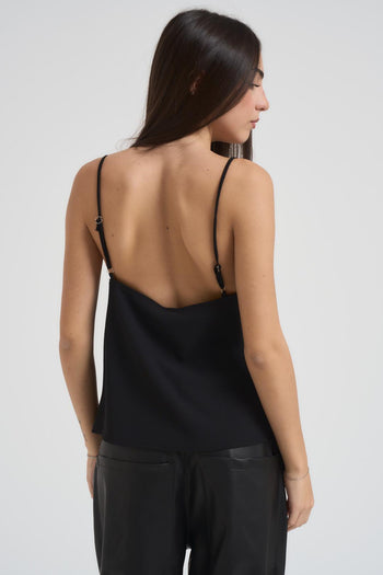 Top donna satinata e pizzo nera - 4