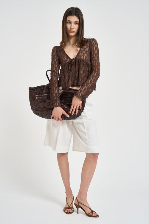 Top donna ricamato in pizzo moro - 1