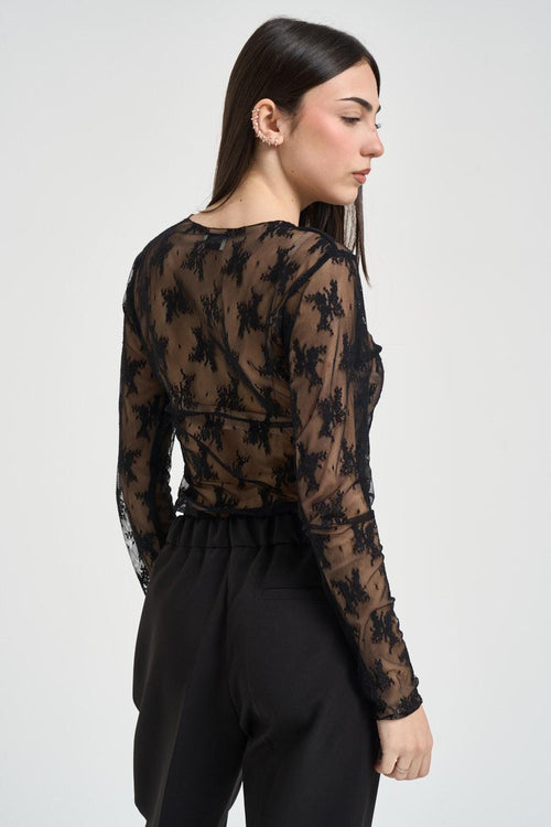 Maglia donna trasparente nero - 2