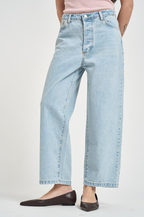 Jeans donna wide leg cropped in denim chiaro - 2