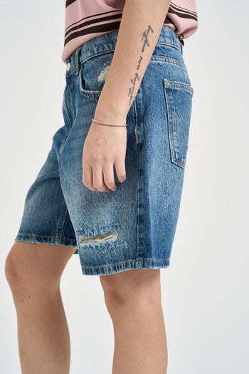 Bermuda donna in denim rotture - 3