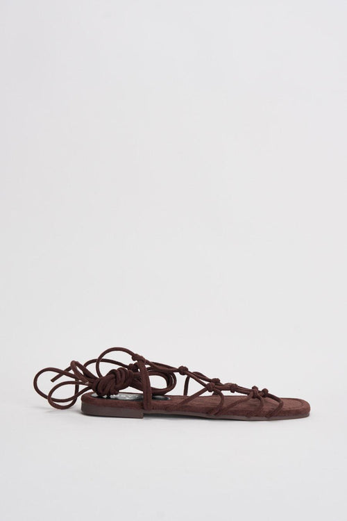 Sandalo donna marrone effetto suede - 1