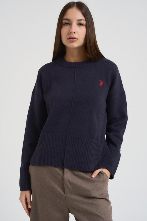 Maglia donna girocollo blu