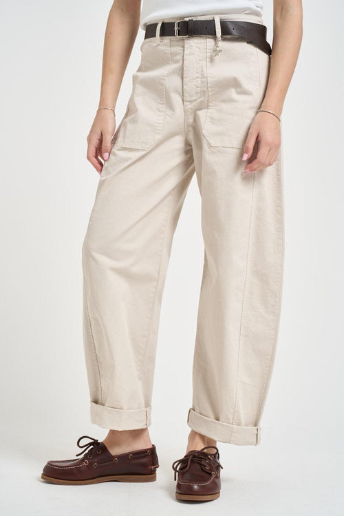 Pantalone donna carrot fit panna