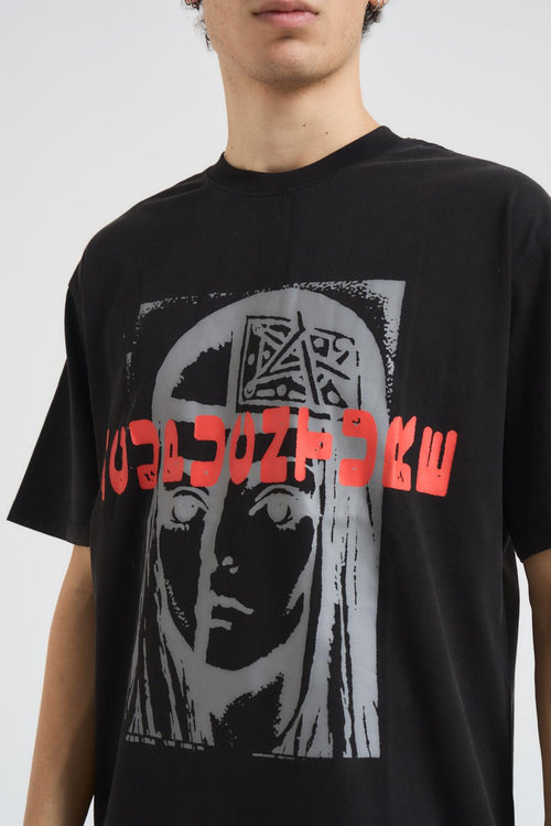 T-shirt uomo girocollo nera con stampa - 2