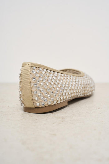 Ballerine donna panna con rete e strass - 4