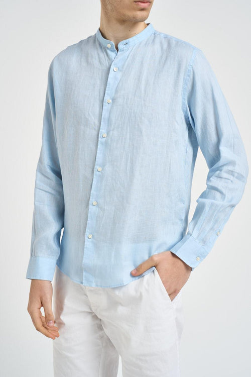 Camicia uomo in lino celeste