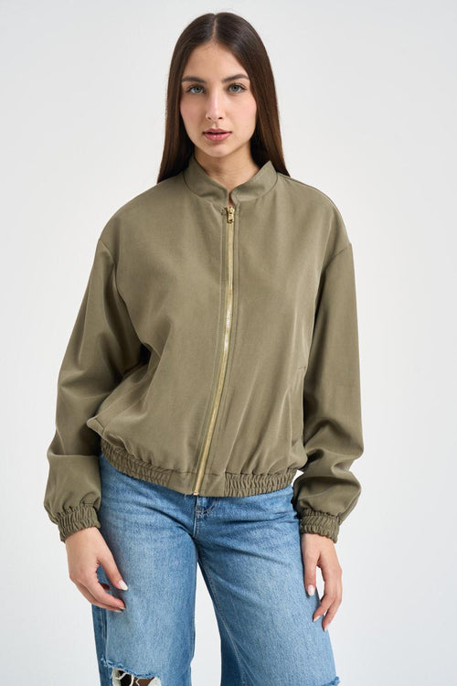Bomber donna in nylon verde