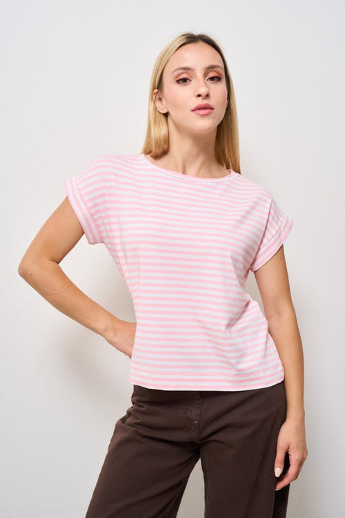 T-shirt donna girocollo rosa