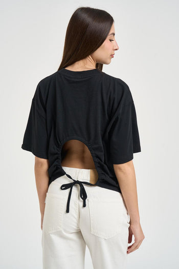 T-shirt donna cut-out nera - 3