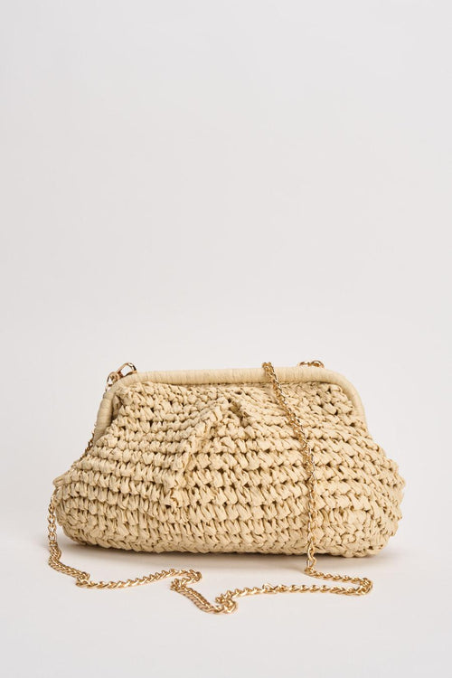 Borsa donna in rafia intrecciata beige