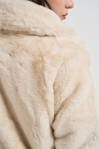 Ecopelliccia donna corta panna - 4