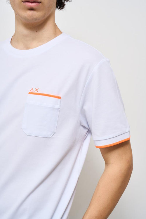 T-shirt uomo girocollo bianca e arancione - 2