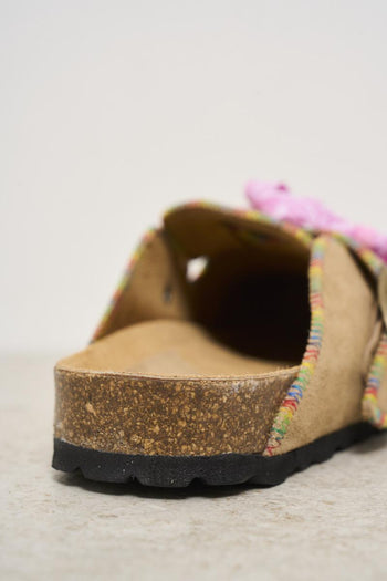 Sabot donna in suede beige con frange - 6