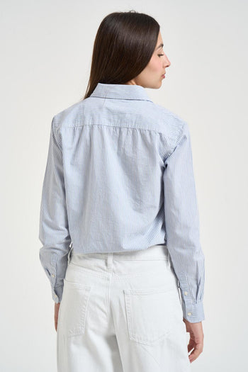 Camicia donna a righe celeste e bianca - 5