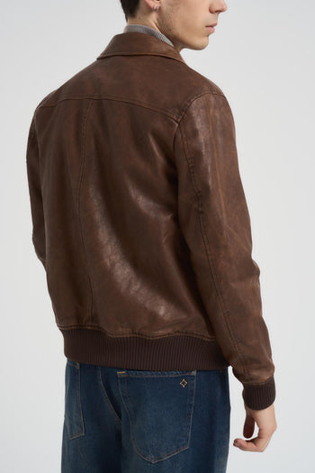 Bomber uomo in ecopelle moro - 6