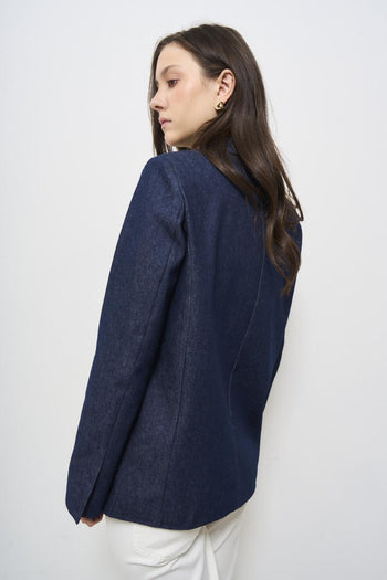 Giacca donna a doppiopetto in denim scuro - 4