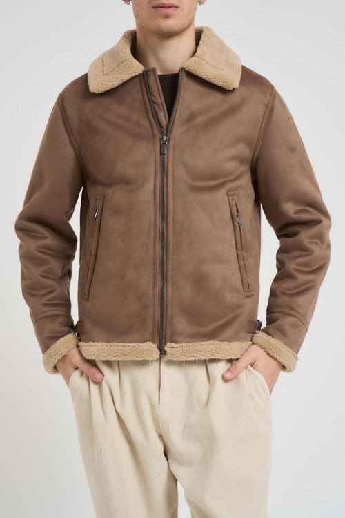 Giubbotto uomo eco montone marrone