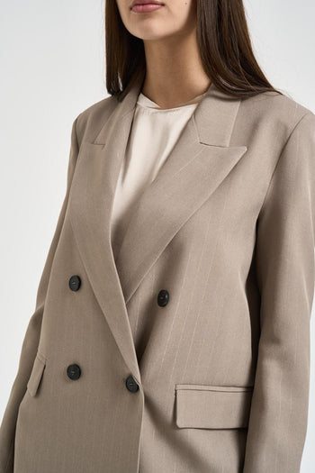 Giacca donna gessata tortora - 3